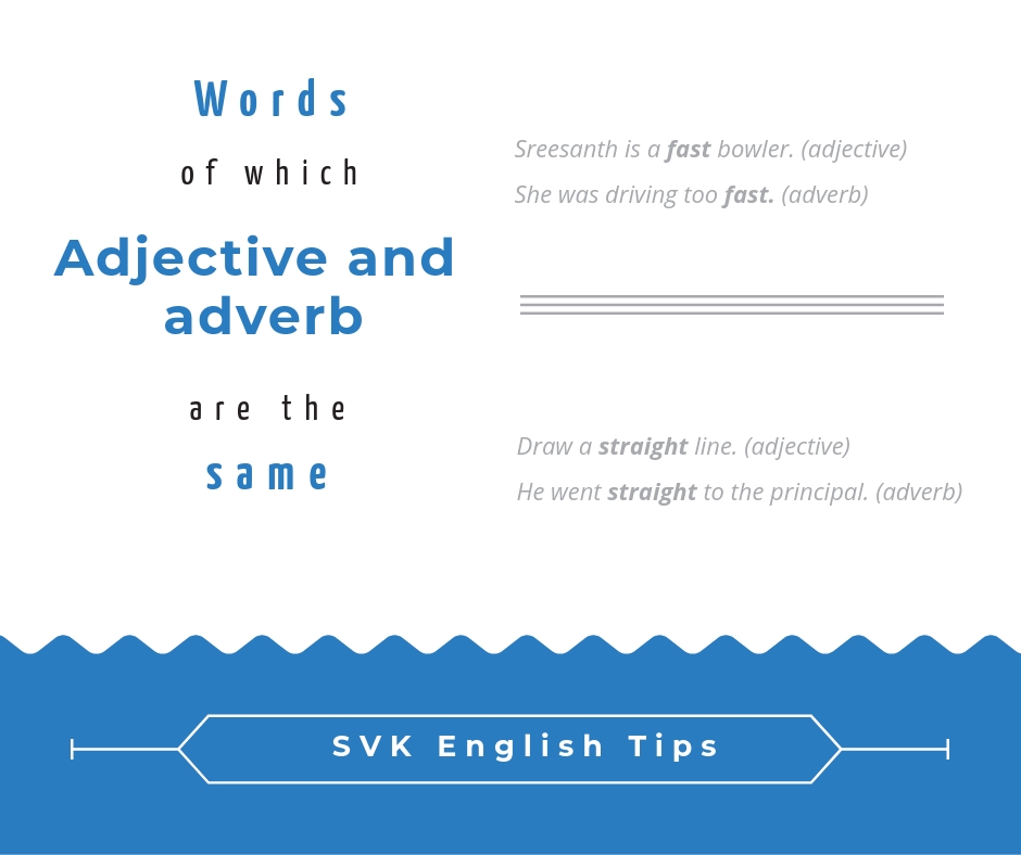 Words Of Which Adjective And Adverb Are The Same SVK